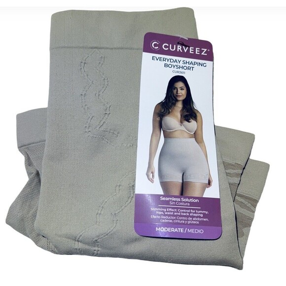 CurveEZ Women's Seamless Everyday Shaping Boyshort CUR3611 Nude‎ Beige Small NWT - Picture 1 of 9